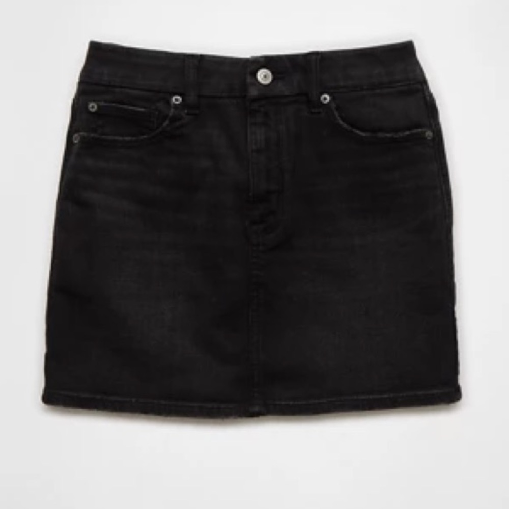 AE black denim curve stretch mini skirt NWT size 8
